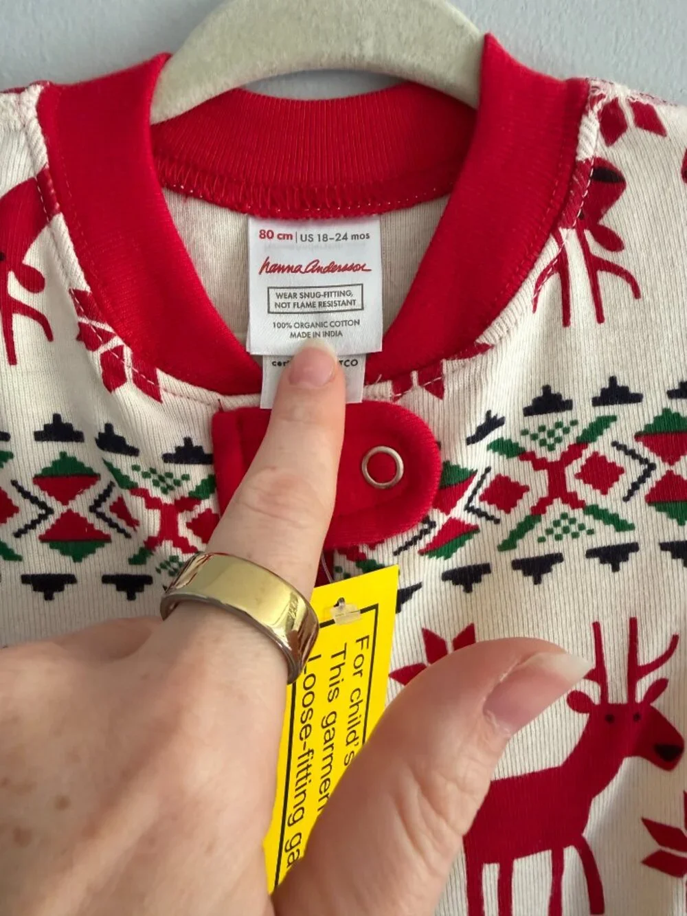 Hanna Andersson Baby Holiday Zip Sleeper in Dear Deer 18-24M